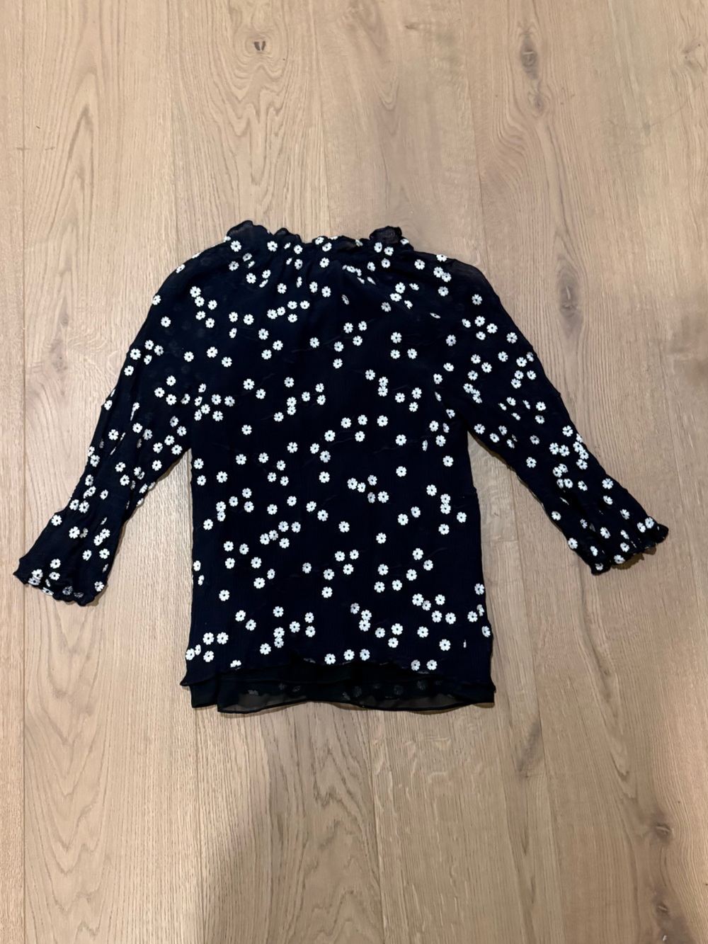 Rebecca Taylor Alessandra Embroidered Smock Sleeve Blouse in Navy - Picture 4 of 4